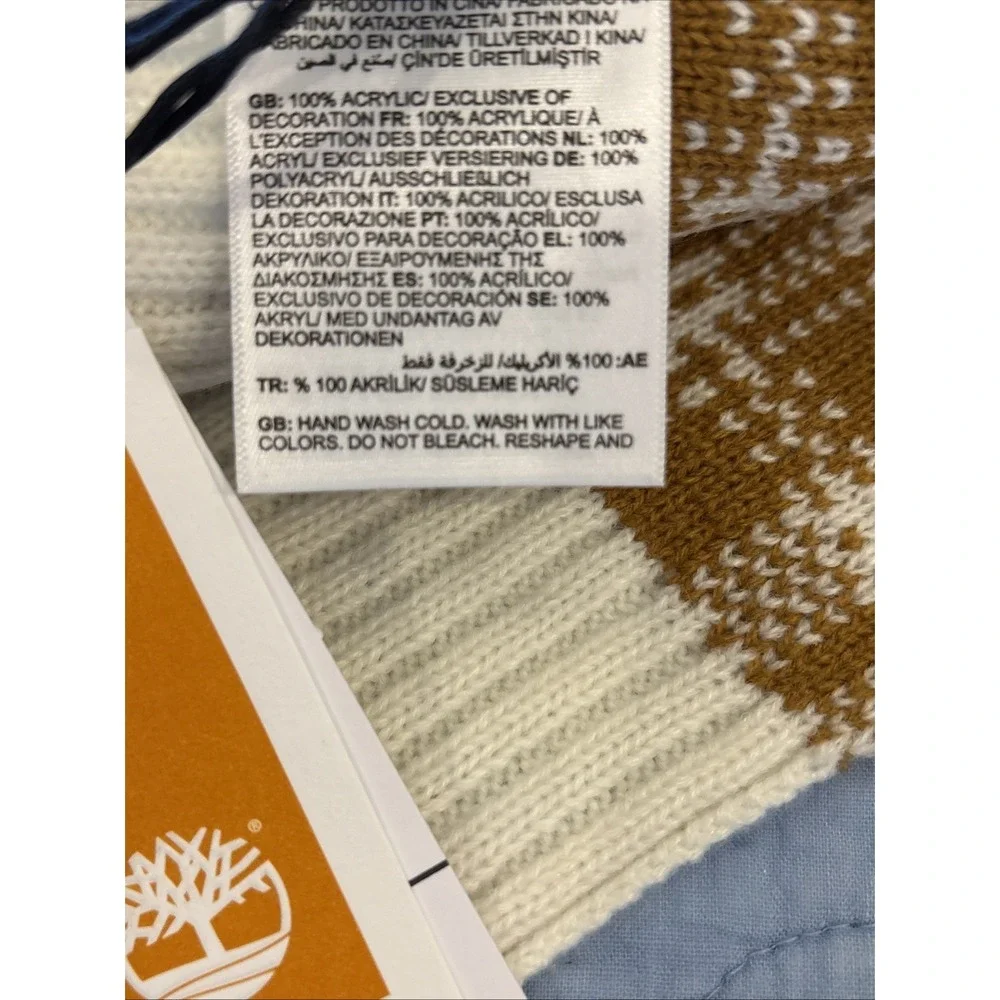 Timberland Scarf NWT Wheat Plaid One Size Winter Fall Logo T101808